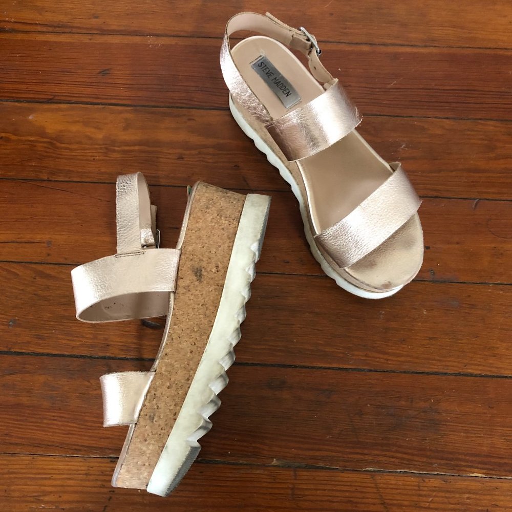 Steve Madden Rose Gold Platform Sandals